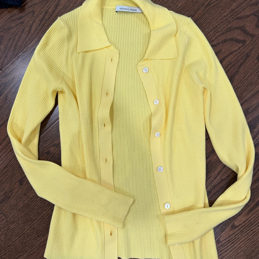 Stitches & Striped collared cardigan